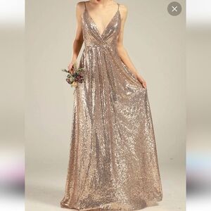 Missacc A-Line V-Neck Sleeveless Sequined Sheer Lace Gown Dress Sz. 4